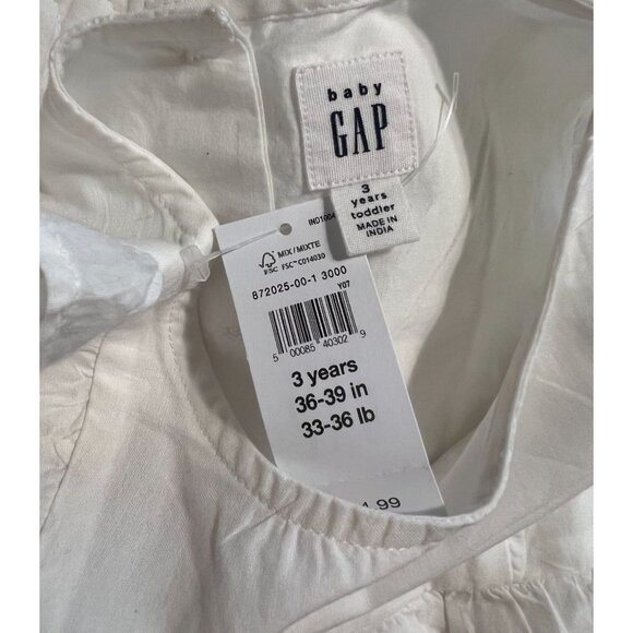 Baby GAP Toddler Girls Size 3 Flutter Sleeve Eyelet Babydoll New with Tags missi - Picture 3 of 3